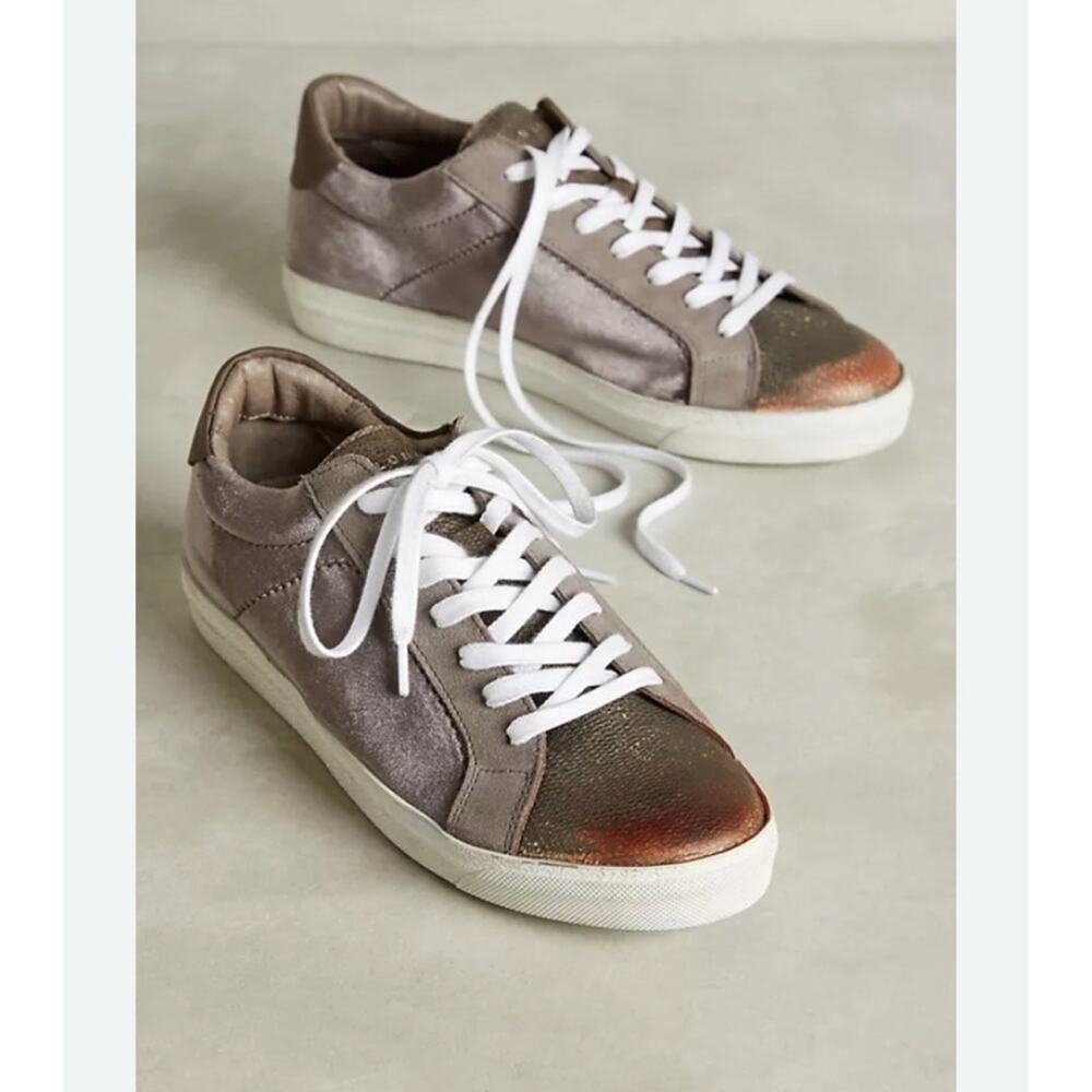 Hudson Anthropologie Women Gray/Orange Evert Velvet Sneakers Size 39/9